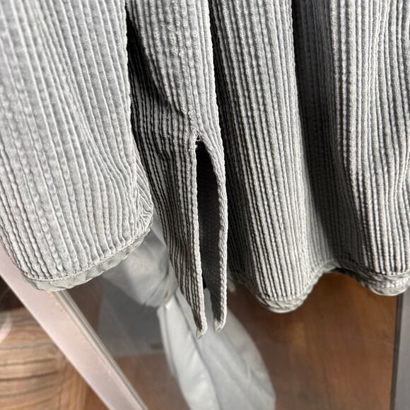 J JILL XL Wide Wale Corduroy Cozy Plush Pleated 6 Button Tunic Swing Coat Gray - Picture 13 of 14